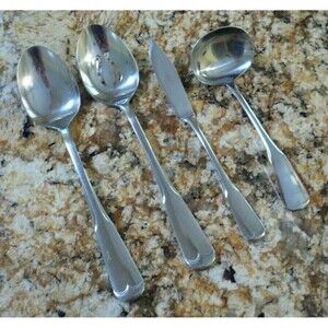 The Cellar CLF20 4 Serving Pcs Spoons Gravy Ladle Butter Knife Stainless Steel
